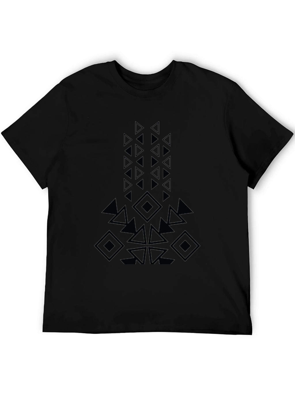 Geometric Design Black T-Shirt - Modern Casual Wear