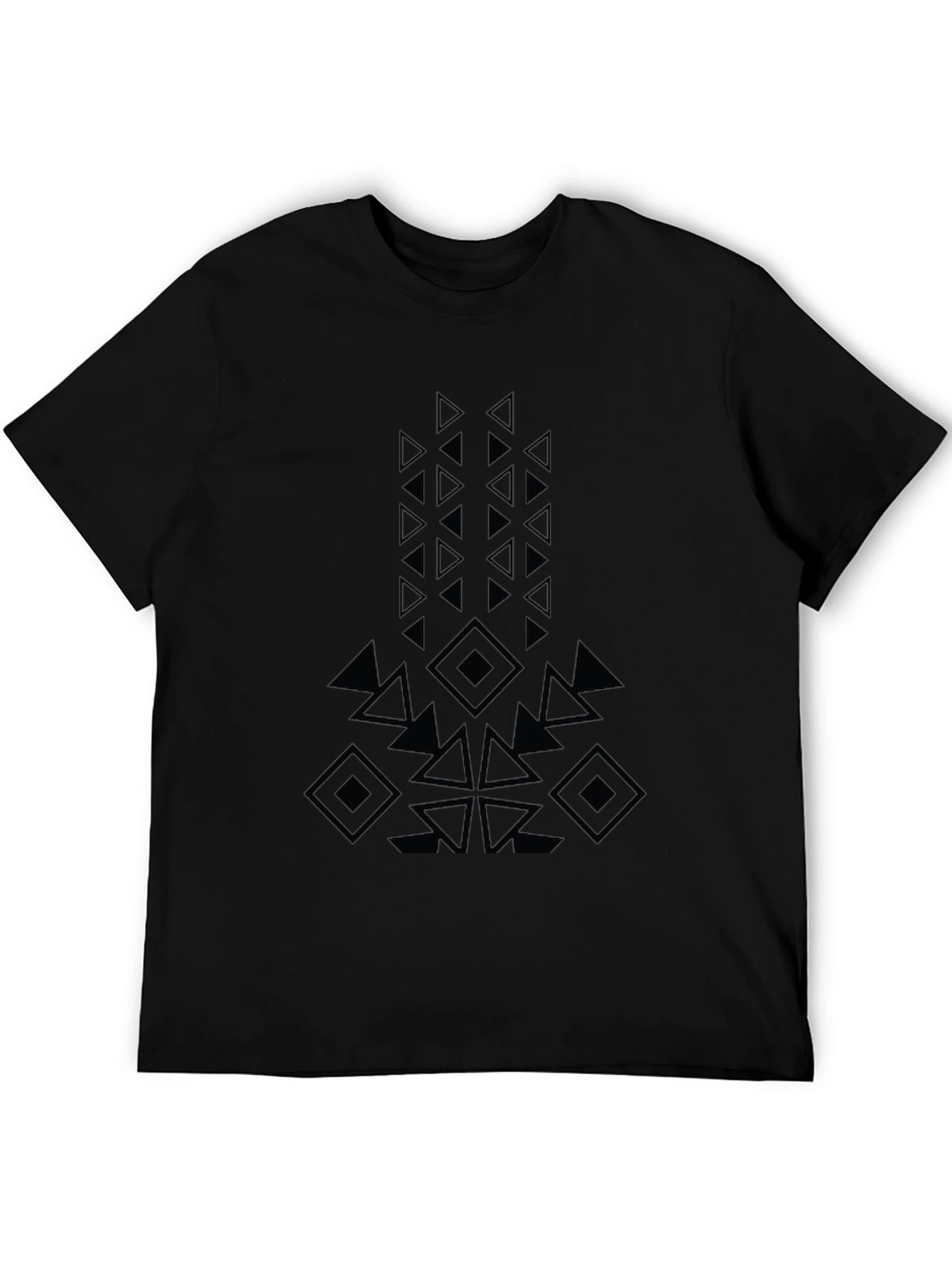 Geometric Design Black T-Shirt - Modern Casual Wear