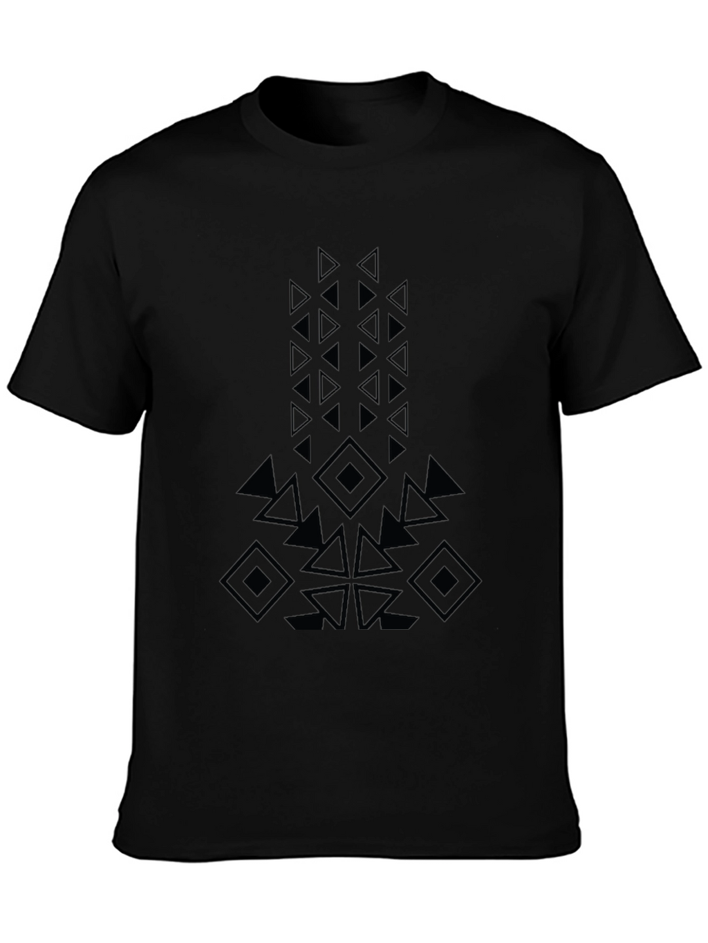 Geometric Design Black T-Shirt - Modern Casual Wear