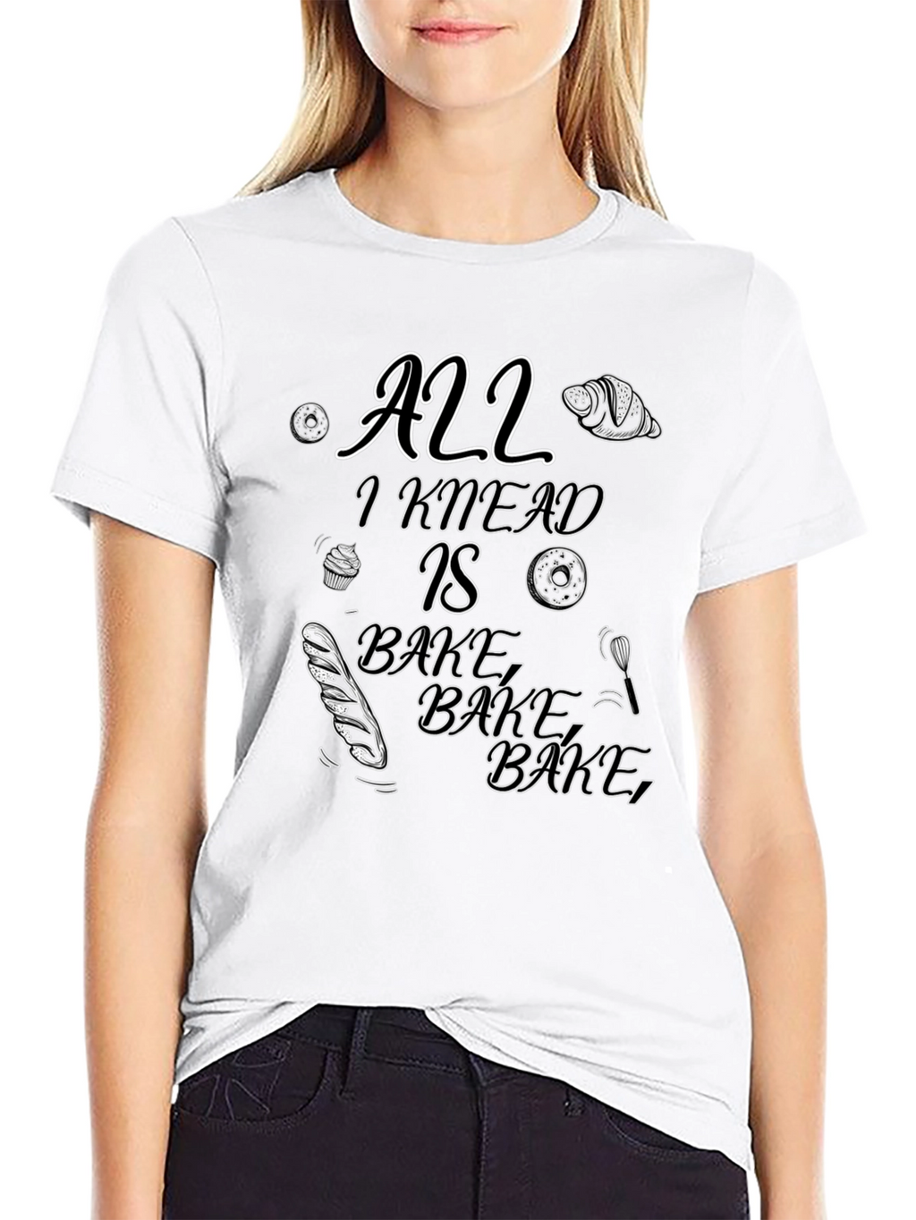 All I Knead Is Bake Black T-Shirt