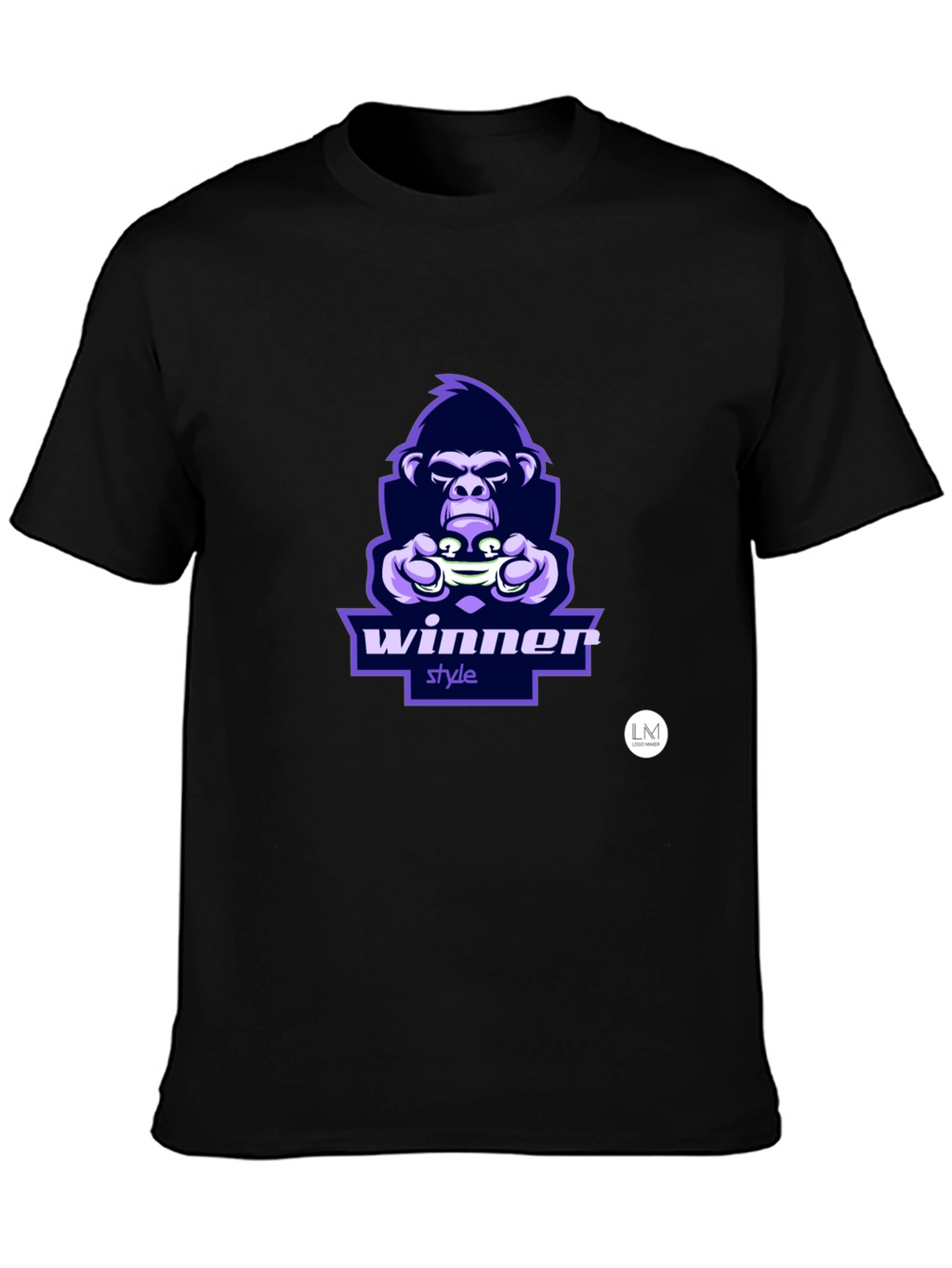 Winner Style Gorilla Graphic T-Shirt - Black