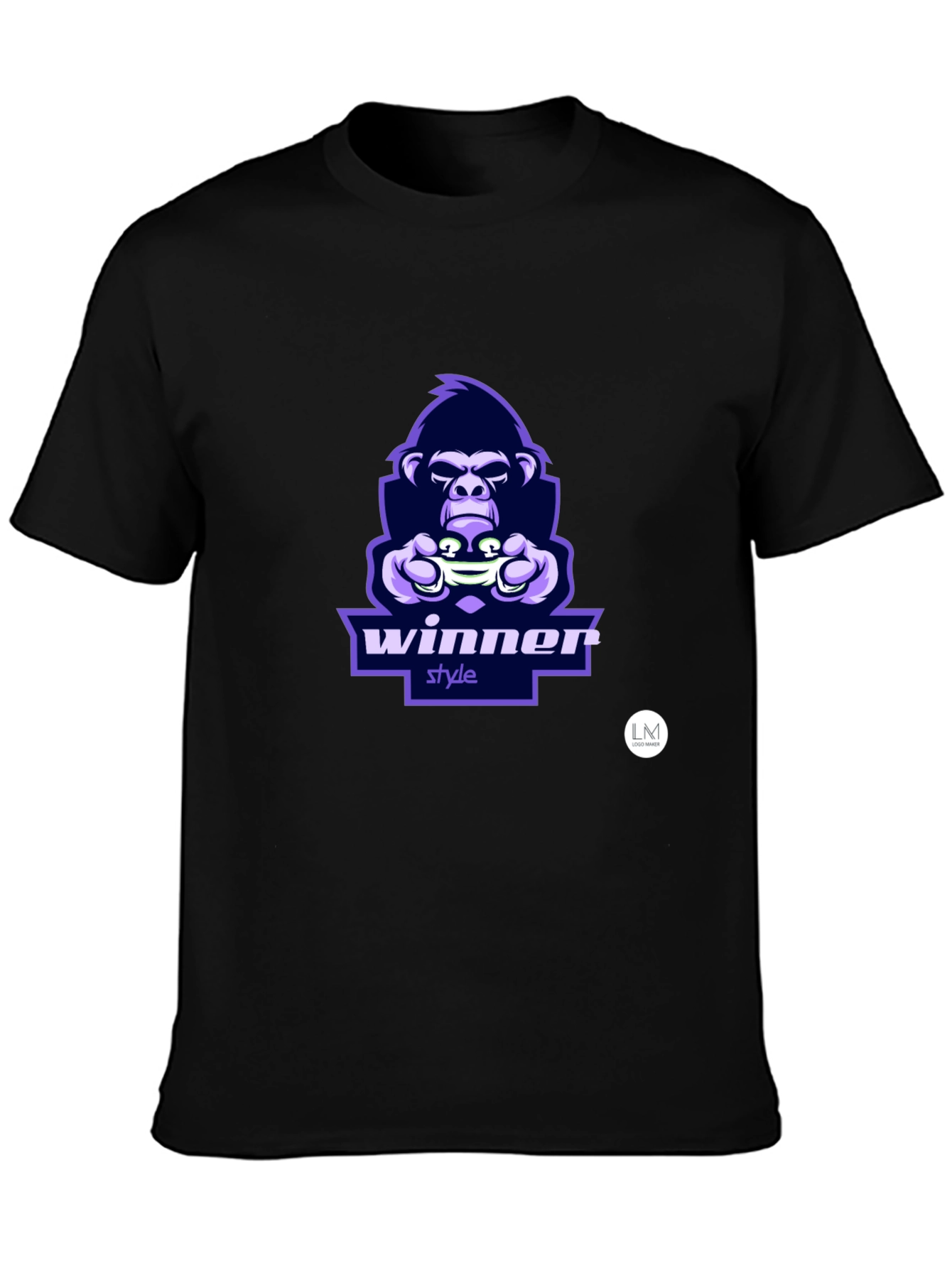 Winner Style Gorilla Graphic T-Shirt - Black