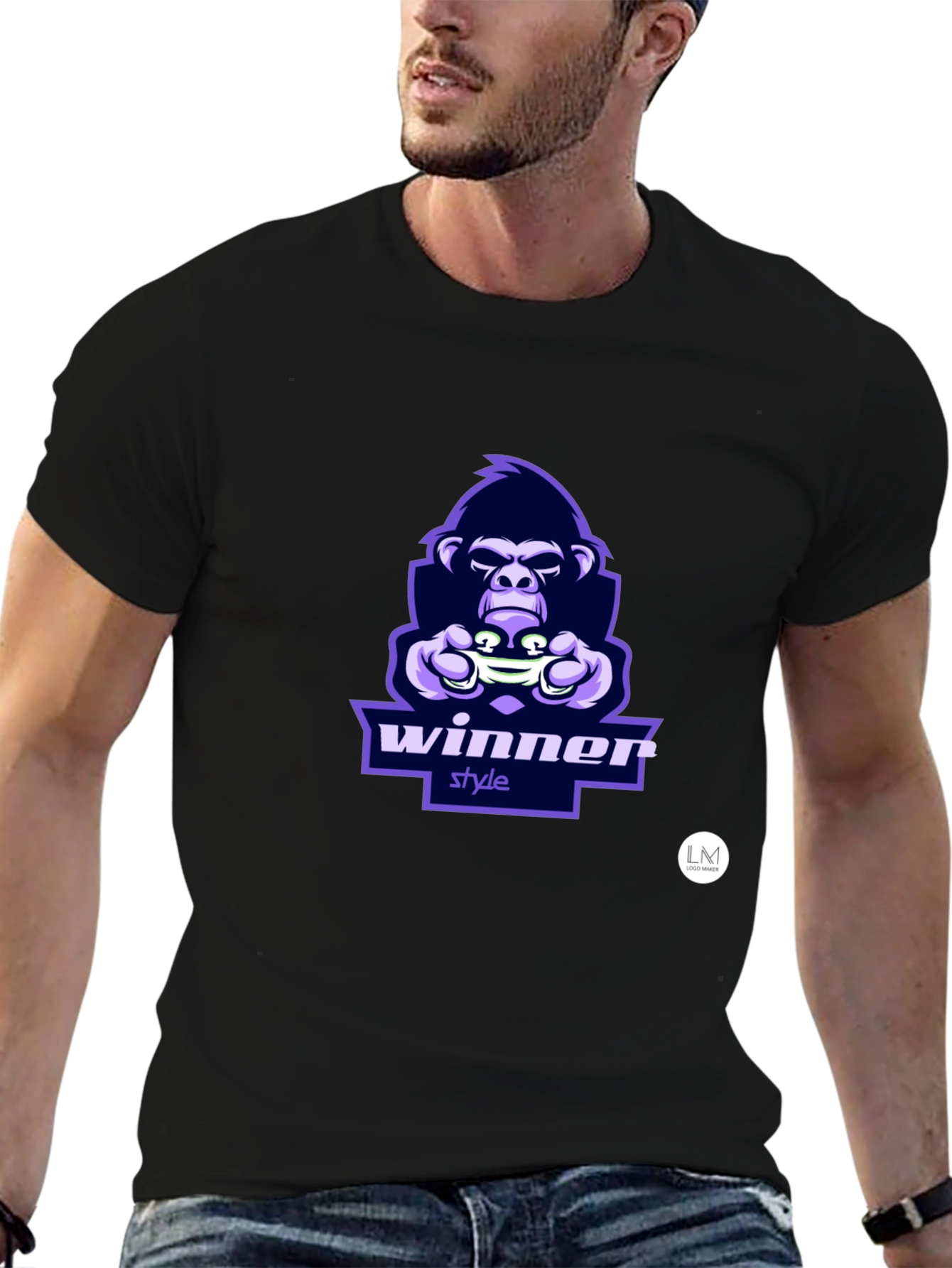 Winner Style Gorilla Graphic T-Shirt - Black