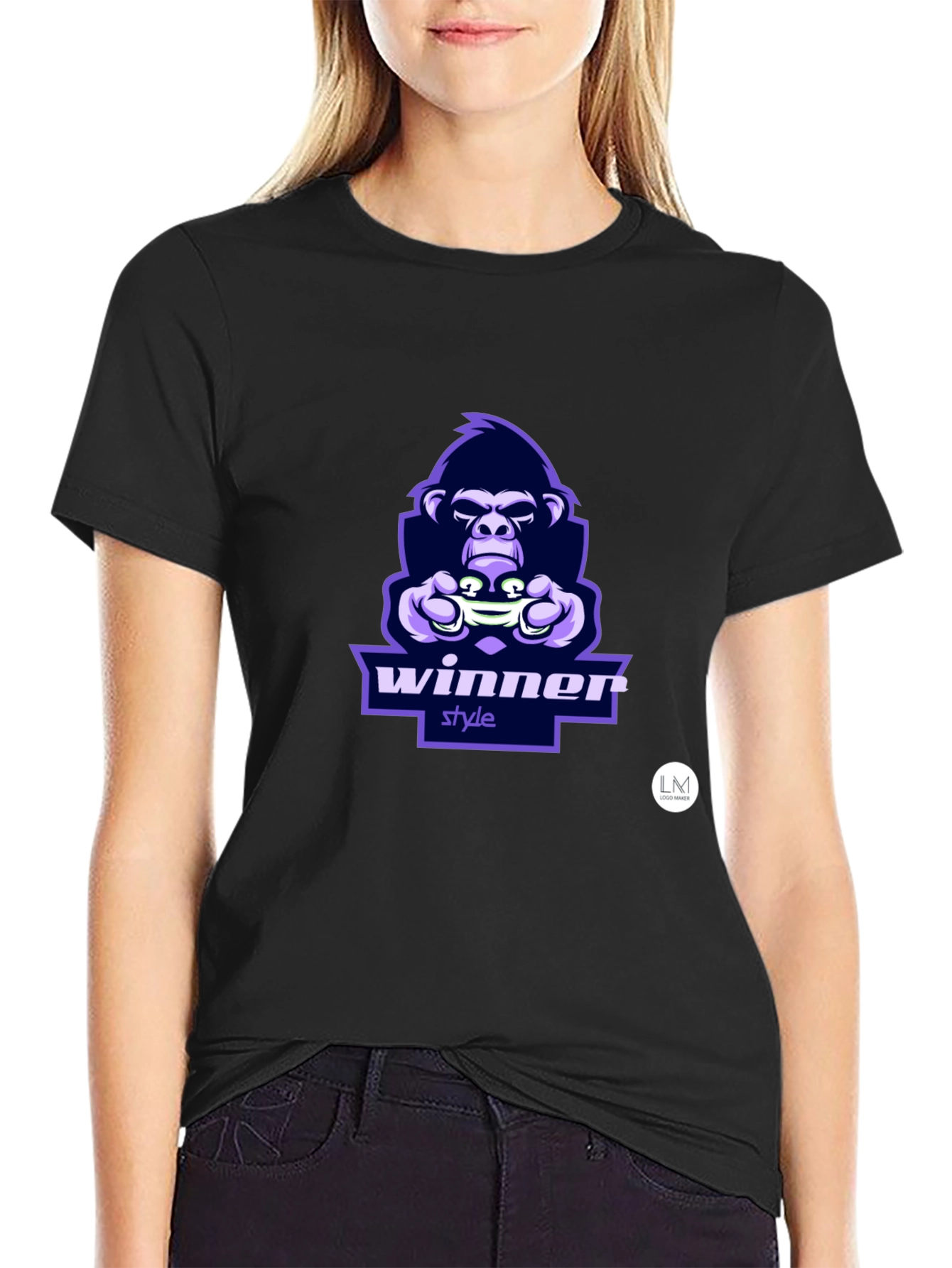 Winner Style Gorilla Graphic T-Shirt - Black