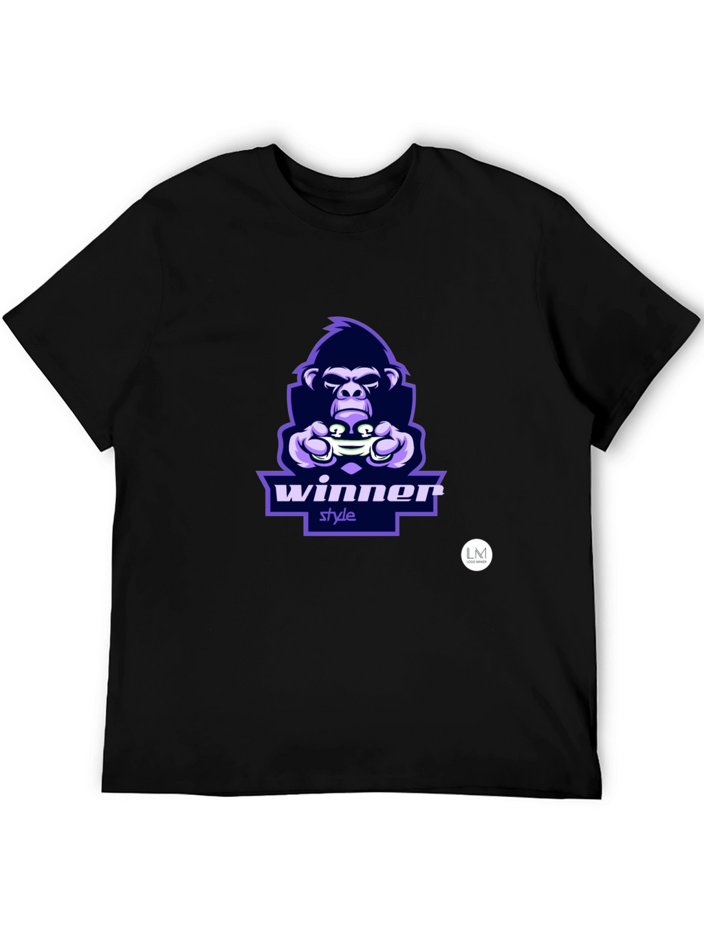 Winner Style Gorilla Graphic T-Shirt - Black