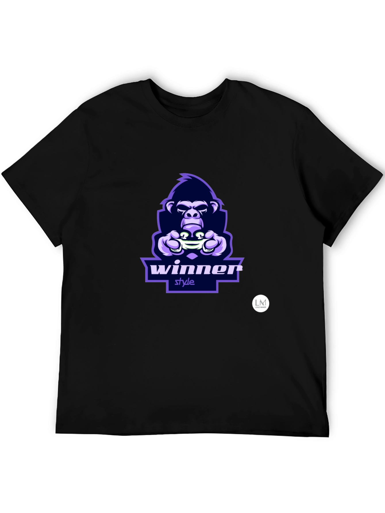 Winner Style Gorilla Graphic T-Shirt - Black