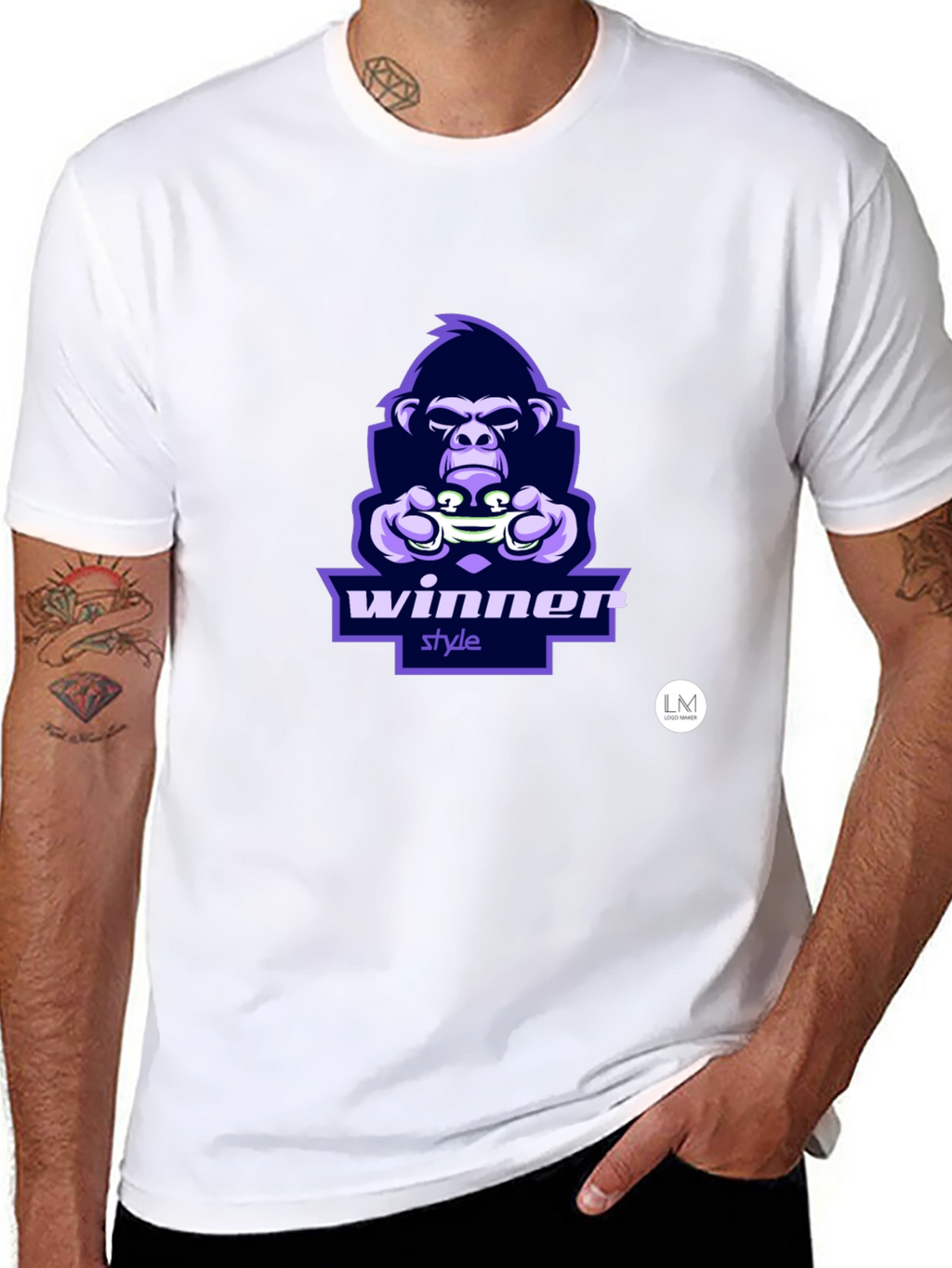 Winner Style Gorilla Graphic T-Shirt - Black