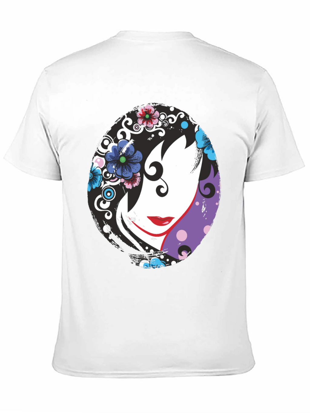 Floral Face Black T-Shirt