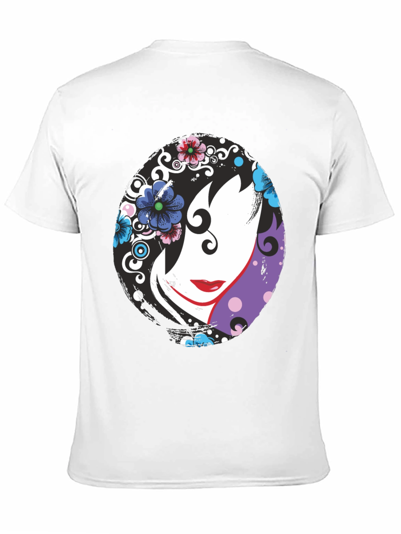 Floral Face Black T-Shirt