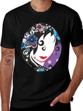 Floral Face Black T-Shirt