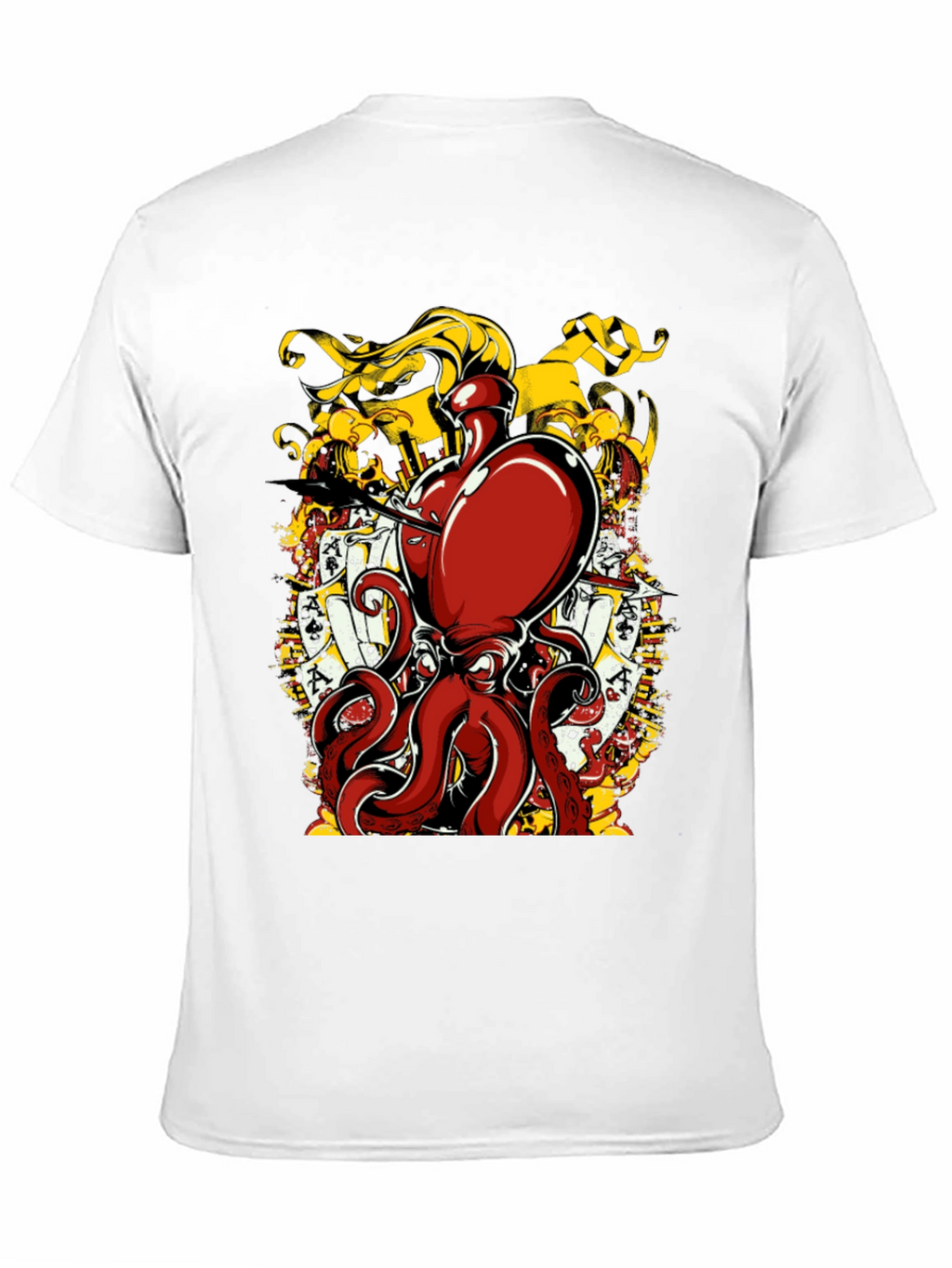 Octopus Poker Card Graphic T-Shirt