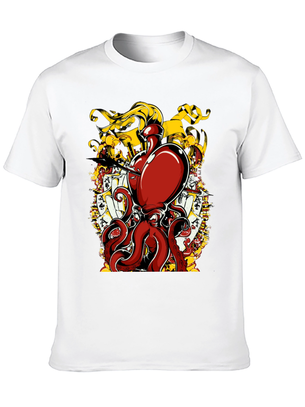 Octopus Poker Card Graphic T-Shirt