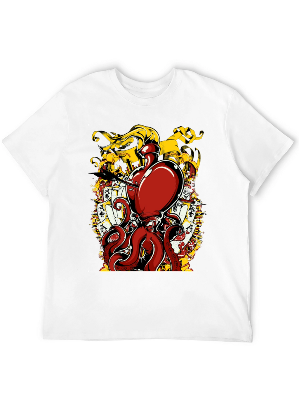 Octopus Poker Card Graphic T-Shirt