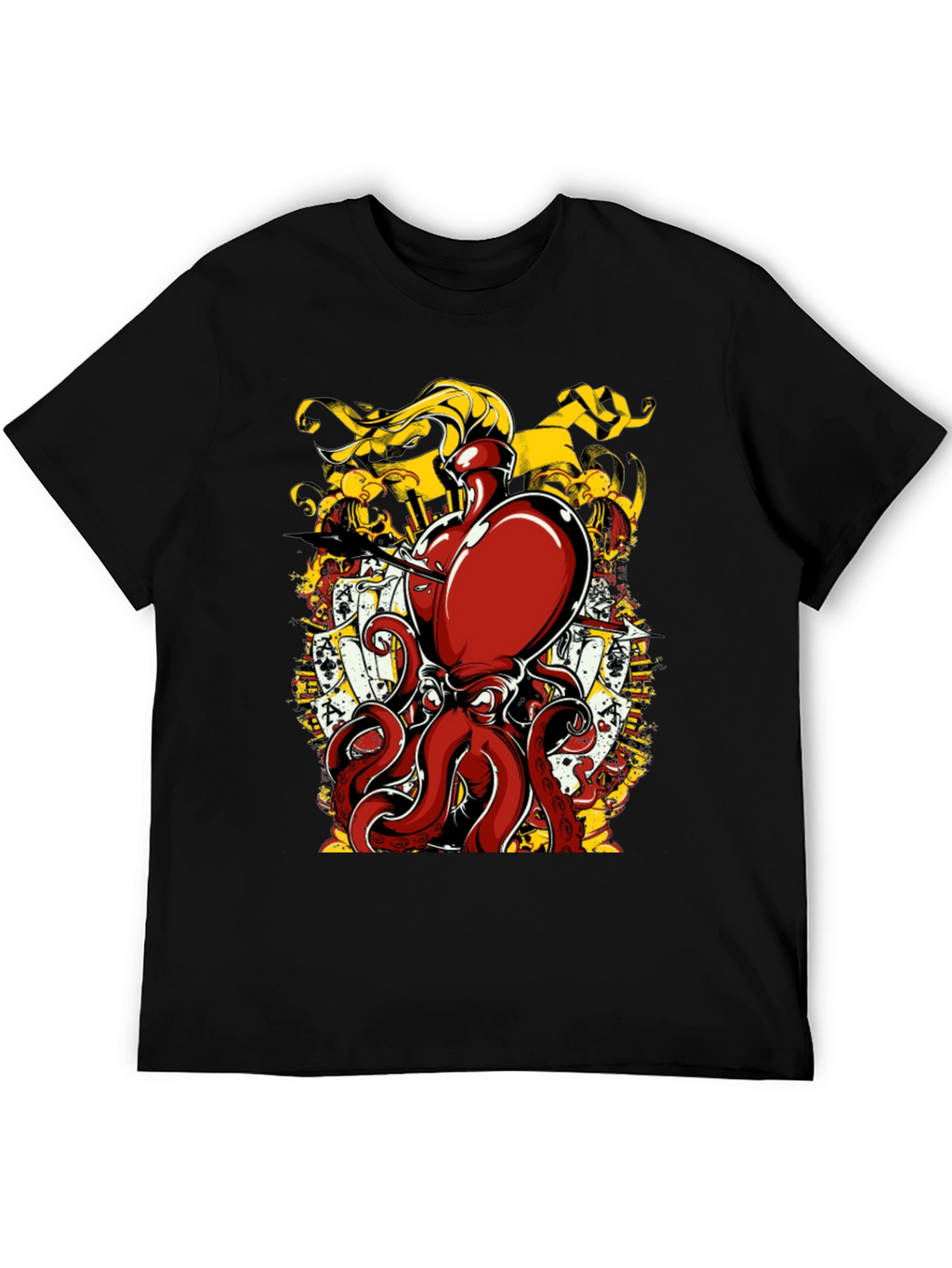 Octopus Poker Card Graphic T-Shirt