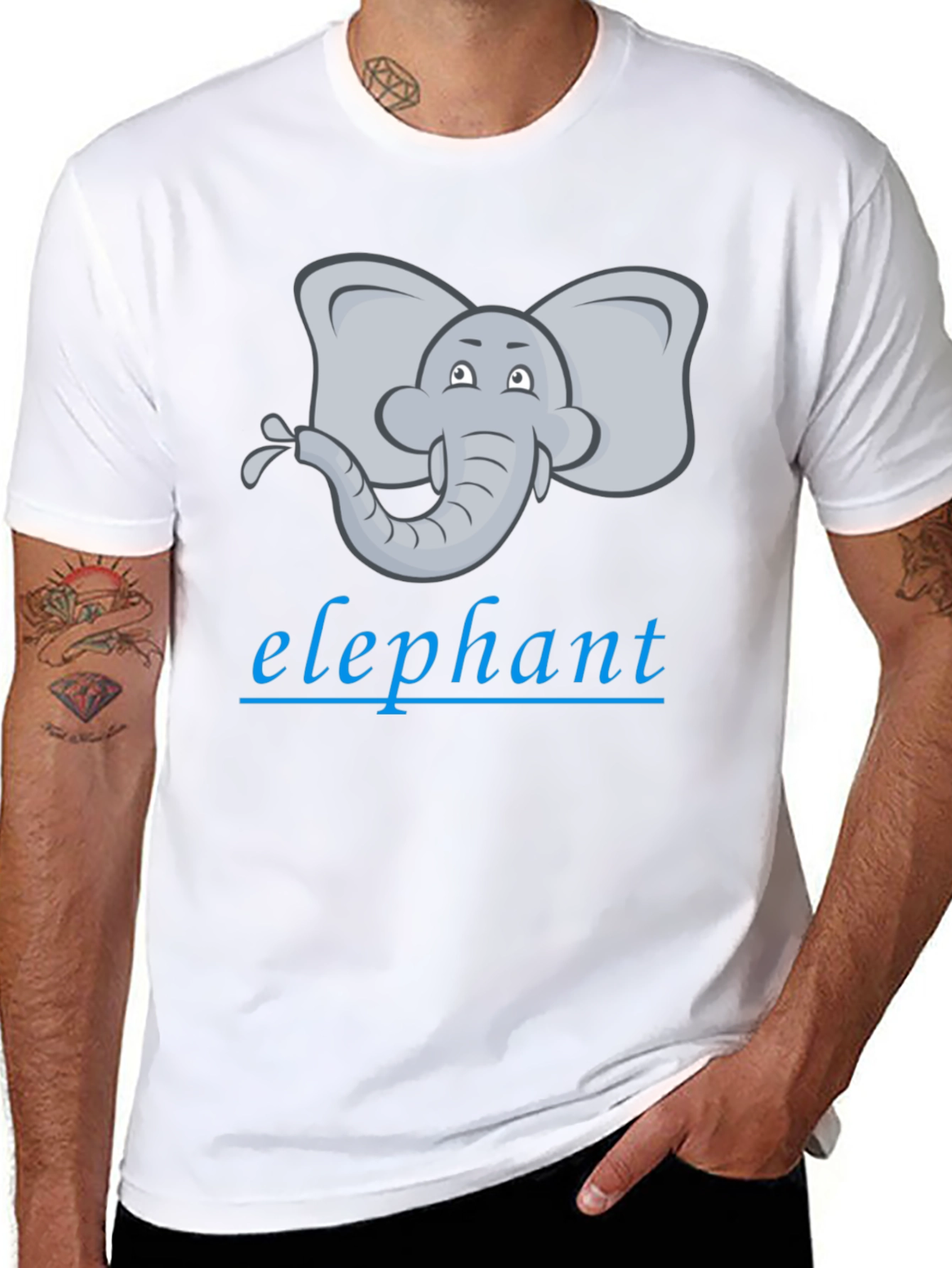 Elephant Cartoon Graphic Tee - Unisex