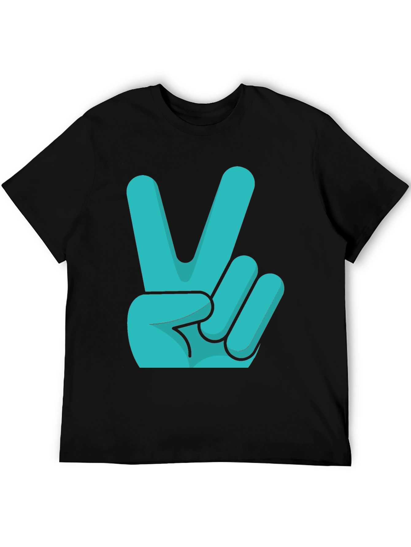 Peace Sign Graphic Tee - Black Cotton T-Shirt