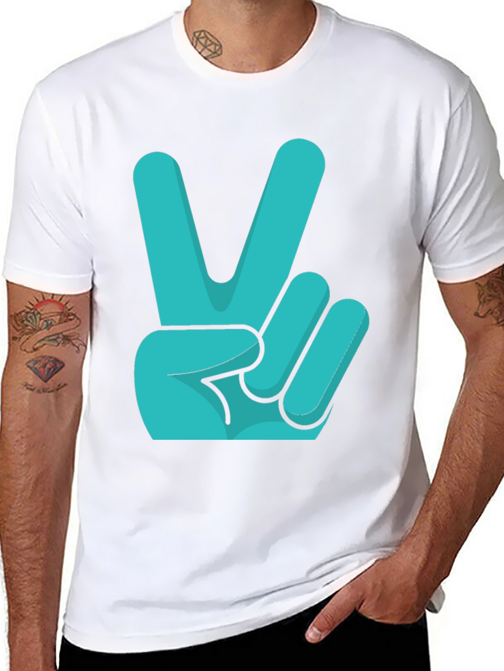 Peace Sign Graphic Tee - Black Cotton T-Shirt