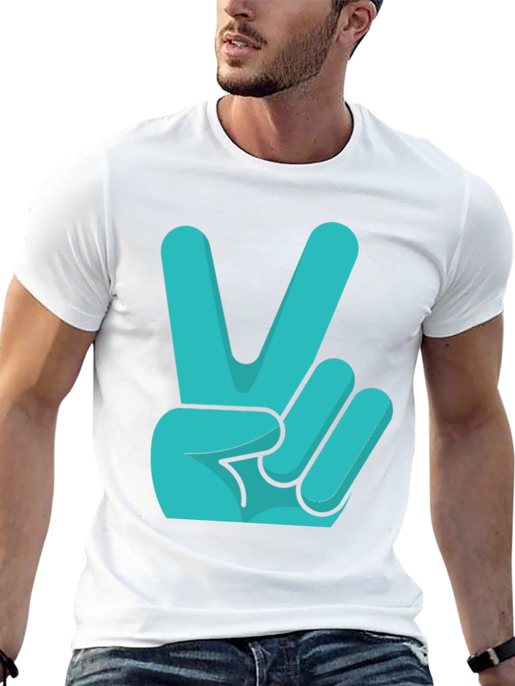 Peace Sign Graphic Tee - Black Cotton T-Shirt