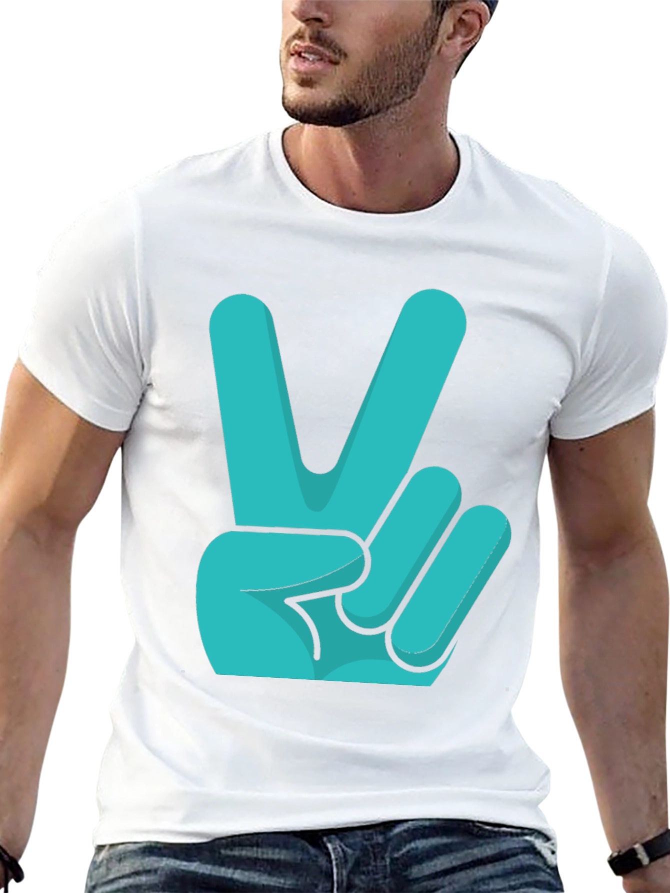 Peace Sign Graphic Tee - Black Cotton T-Shirt