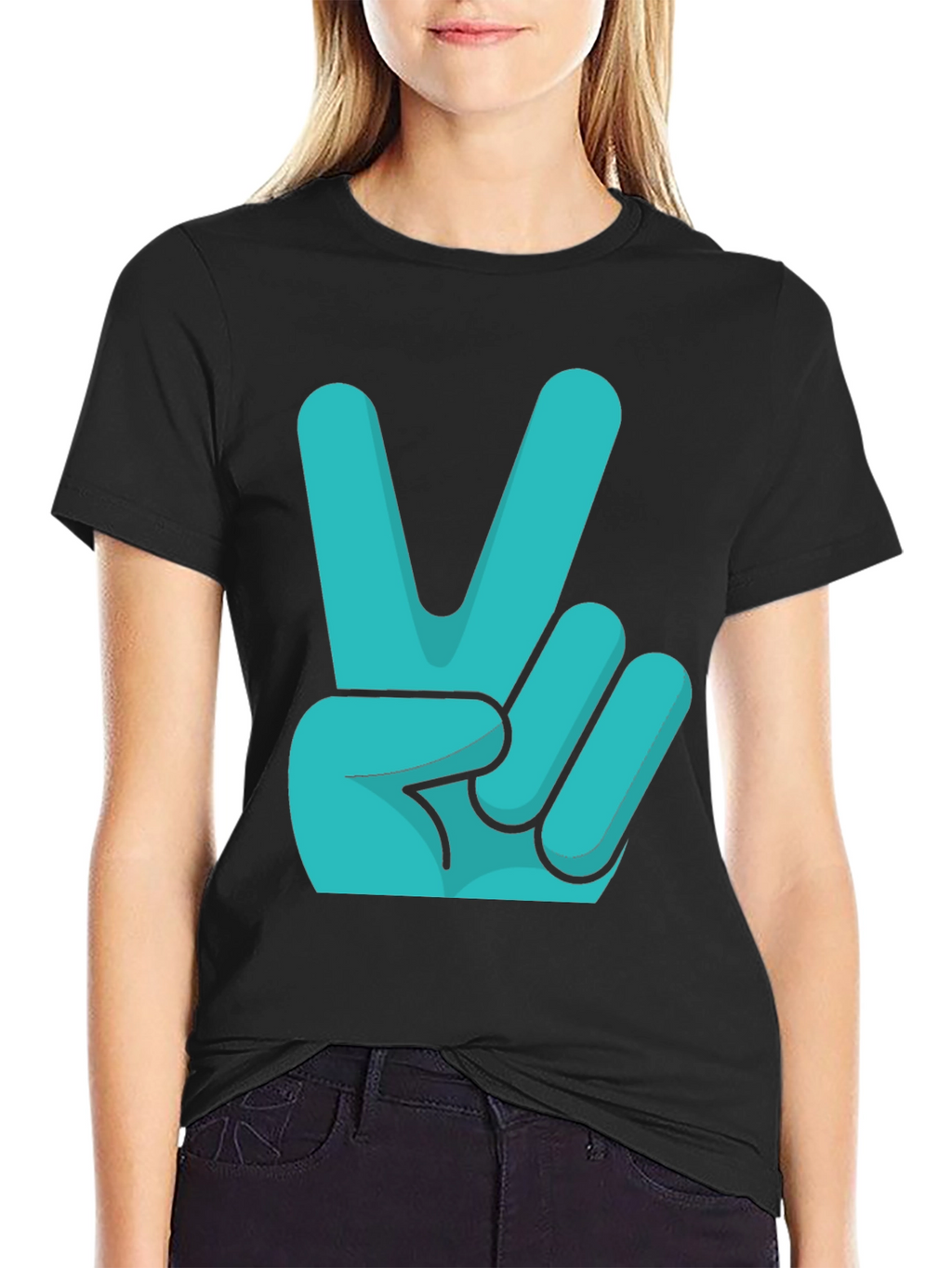 Peace Sign Graphic Tee - Black Cotton T-Shirt