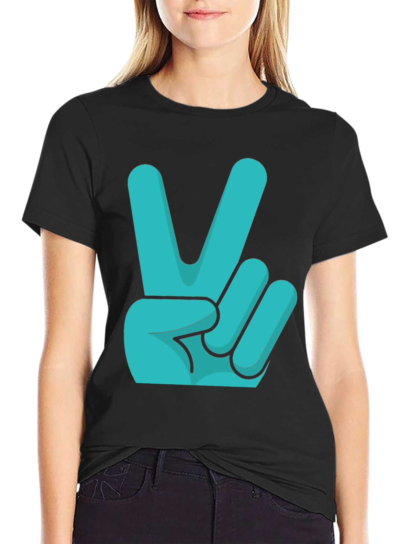 Peace Sign Graphic Tee - Black Cotton T-Shirt