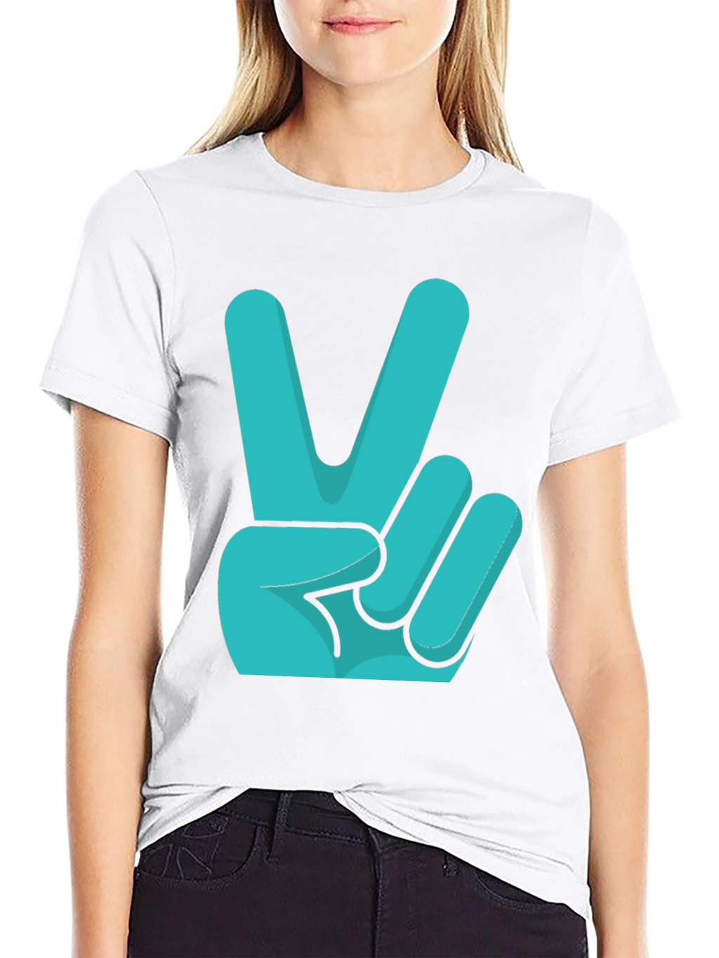 Peace Sign Graphic Tee - Black Cotton T-Shirt