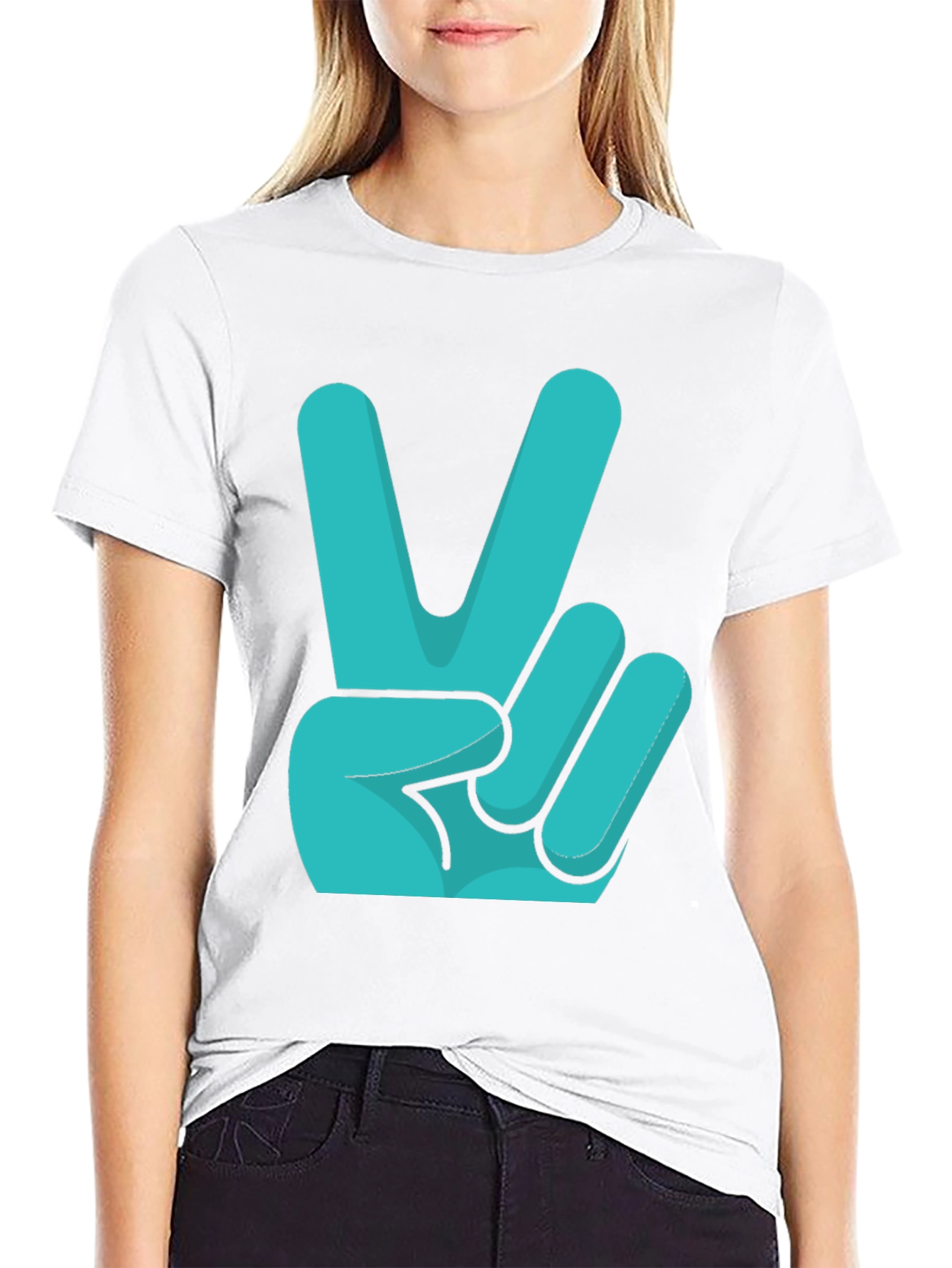 Peace Sign Graphic Tee - Black Cotton T-Shirt