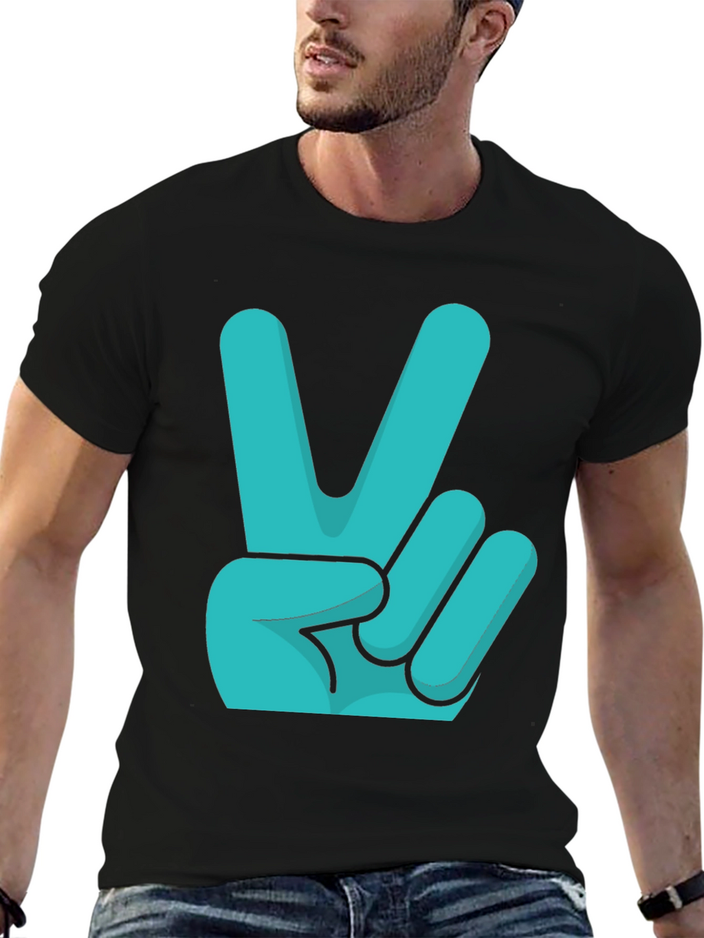 Peace Sign Graphic Tee - Black Cotton T-Shirt