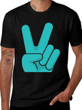 Peace Sign Graphic Tee - Black Cotton T-Shirt