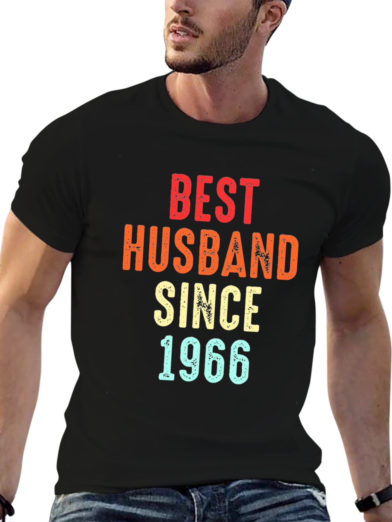 Best Husband Since 1966 T-Shirt - Black Mens