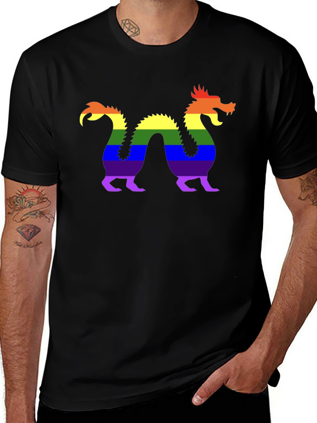 Pride Dragon Graphic Tee - Black