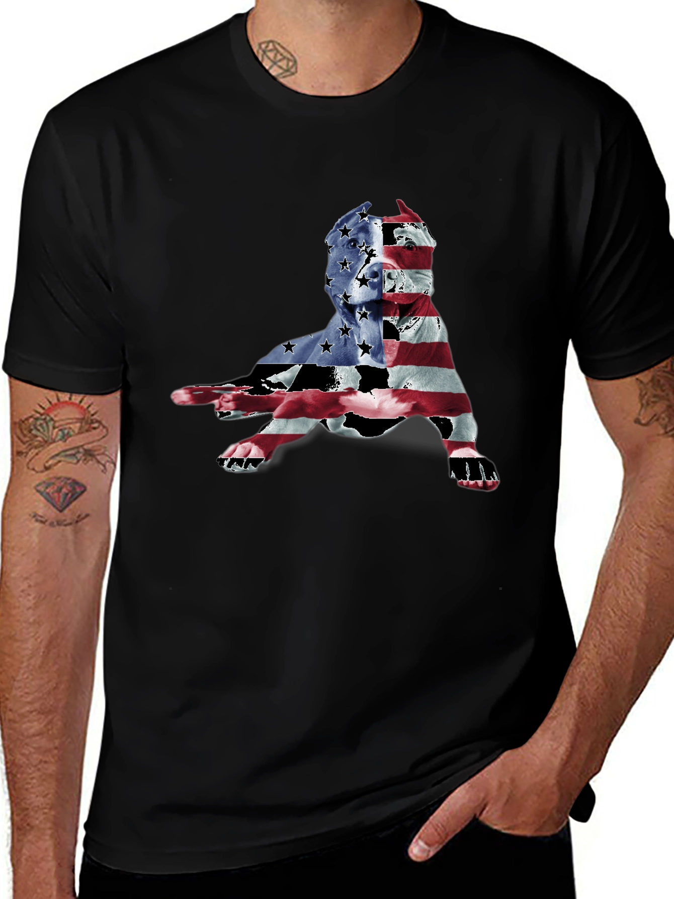 Patriotic Pitbull Graphic Tee