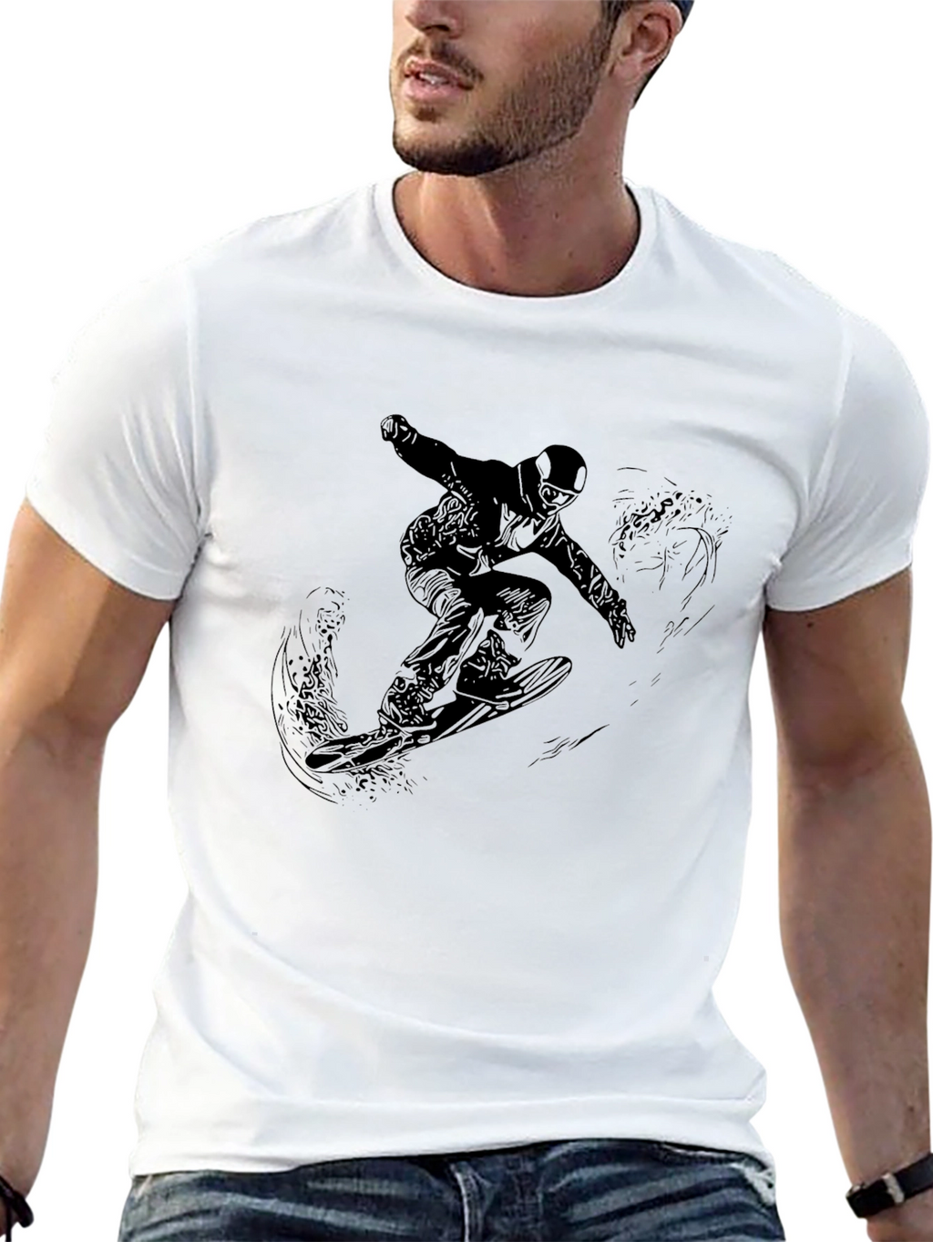 Black Snowboarder Graphic Tee - Mens Style