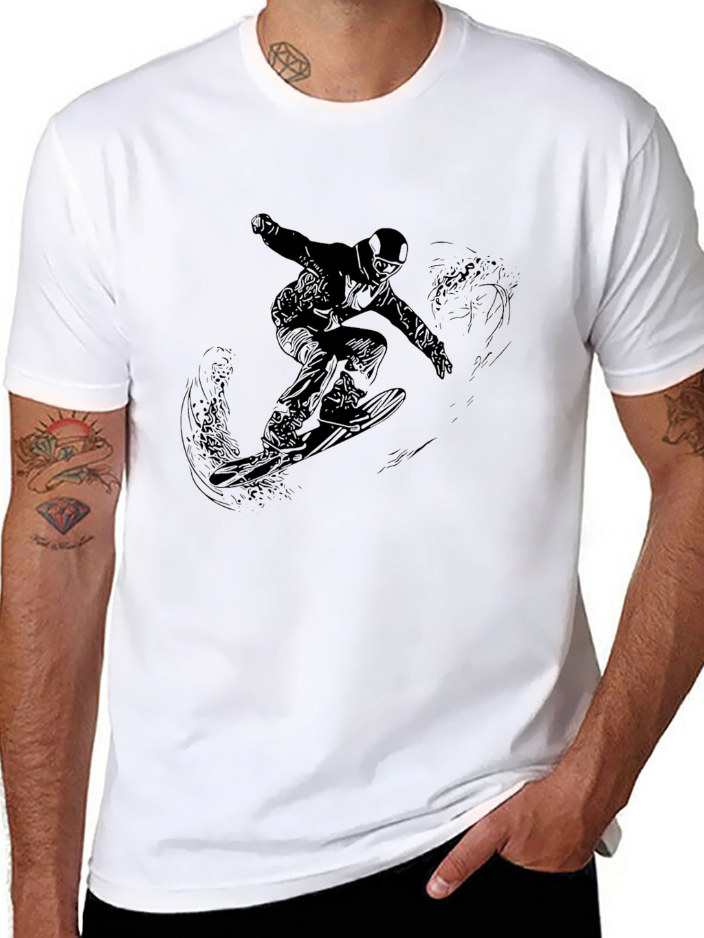Black Snowboarder Graphic Tee - Mens Style