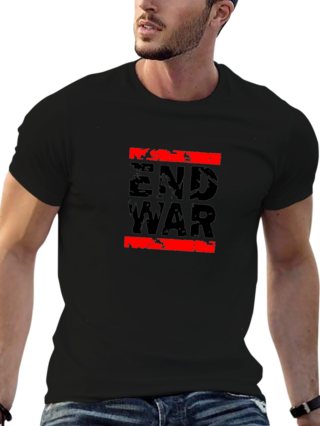 End War Graphic Tee - Black Cotton T-Shirt