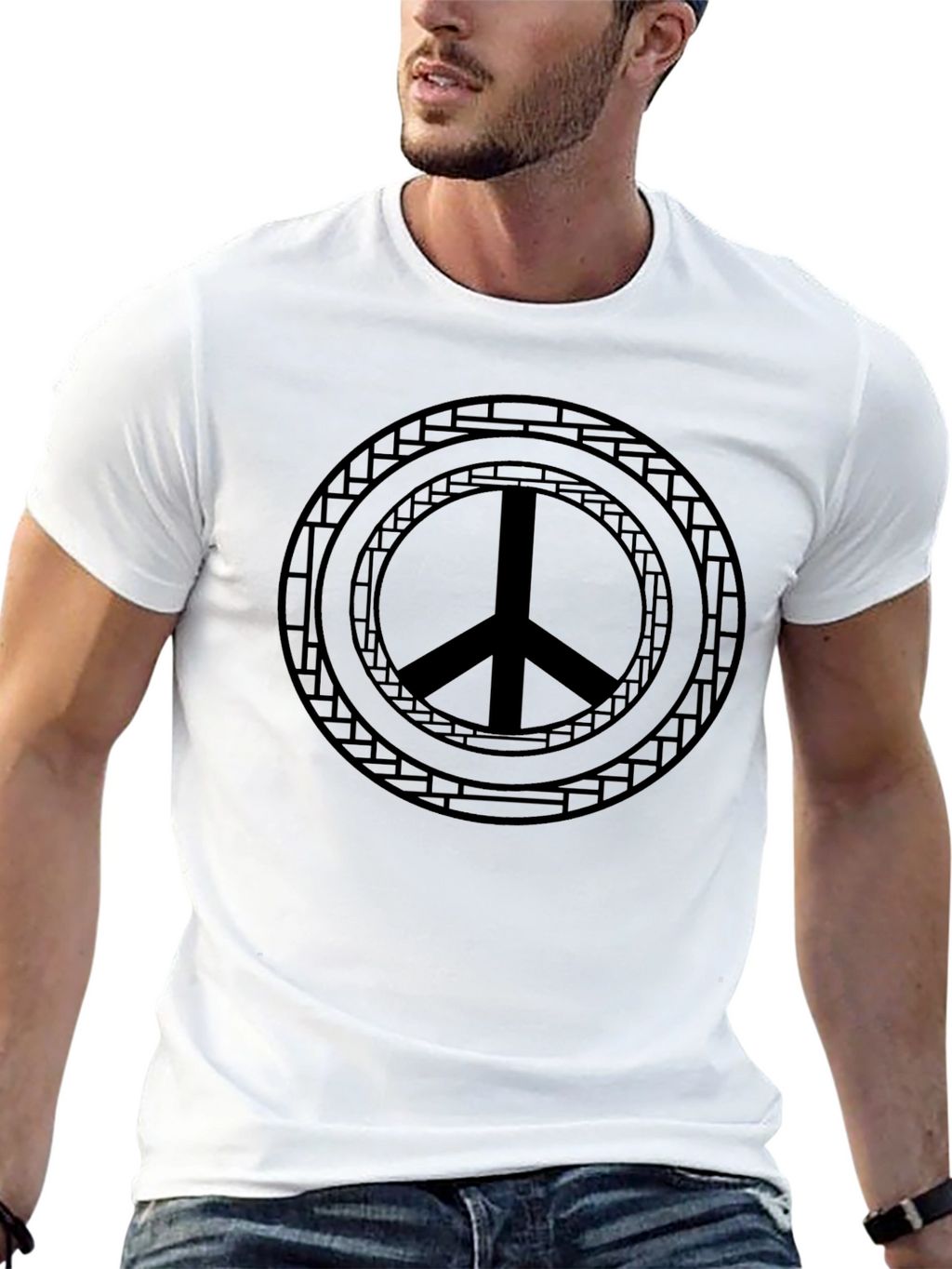 Peace Sign Graphic Black T-Shirt
