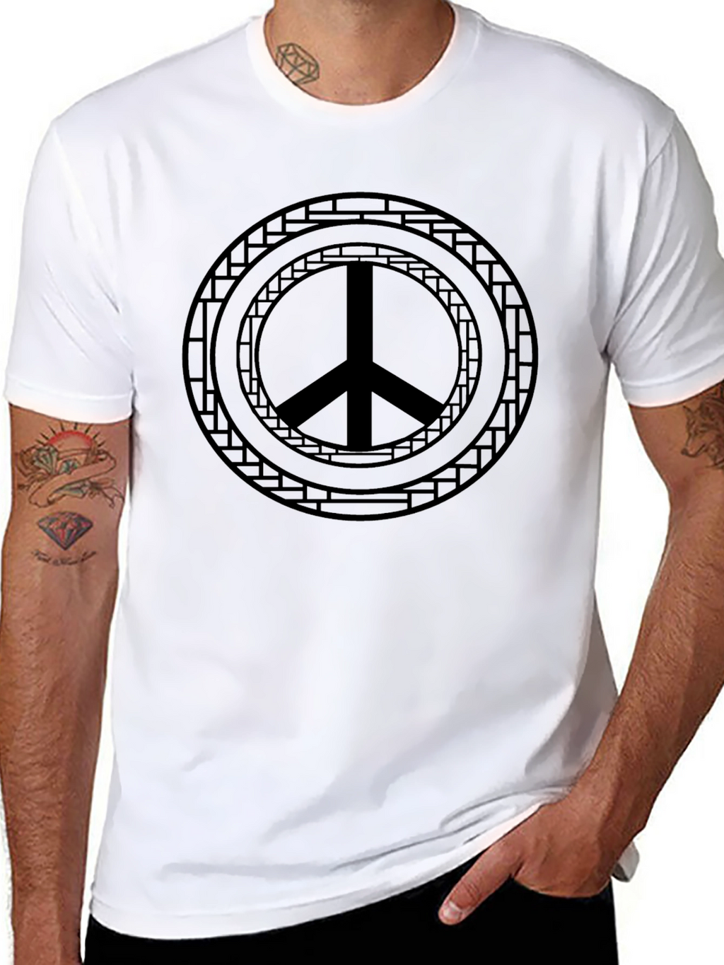 Peace Sign Graphic Black T-Shirt