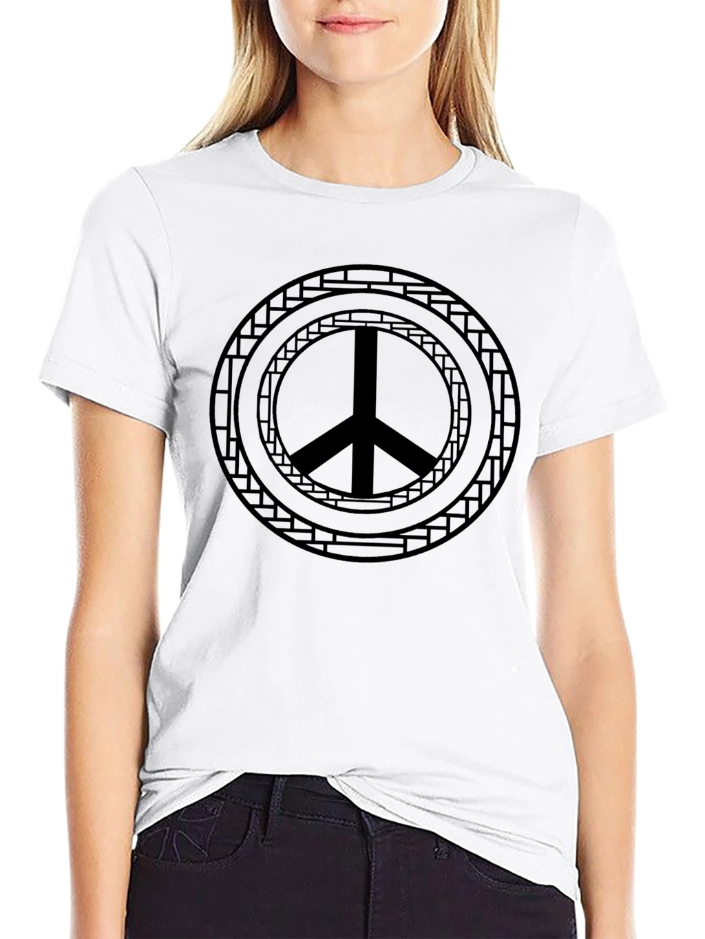 Peace Sign Graphic Black T-Shirt