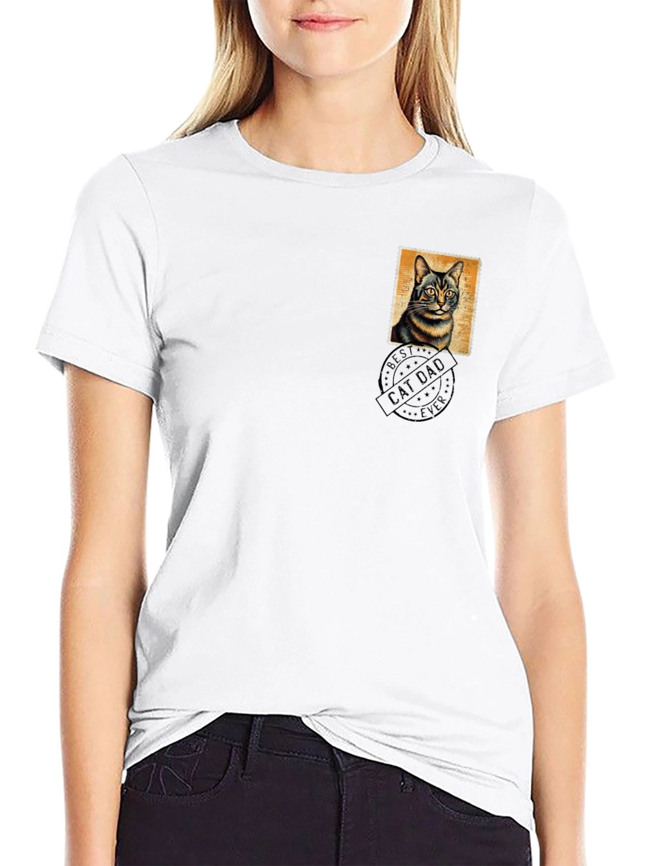 Cat Dad Stamp Graphic T-Shirt