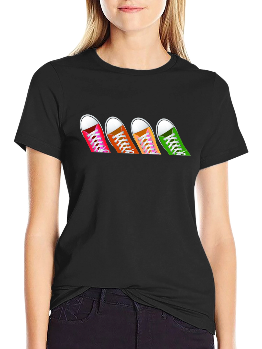 Sneaker Row Graphic Tee - Casual Black T-Shirt