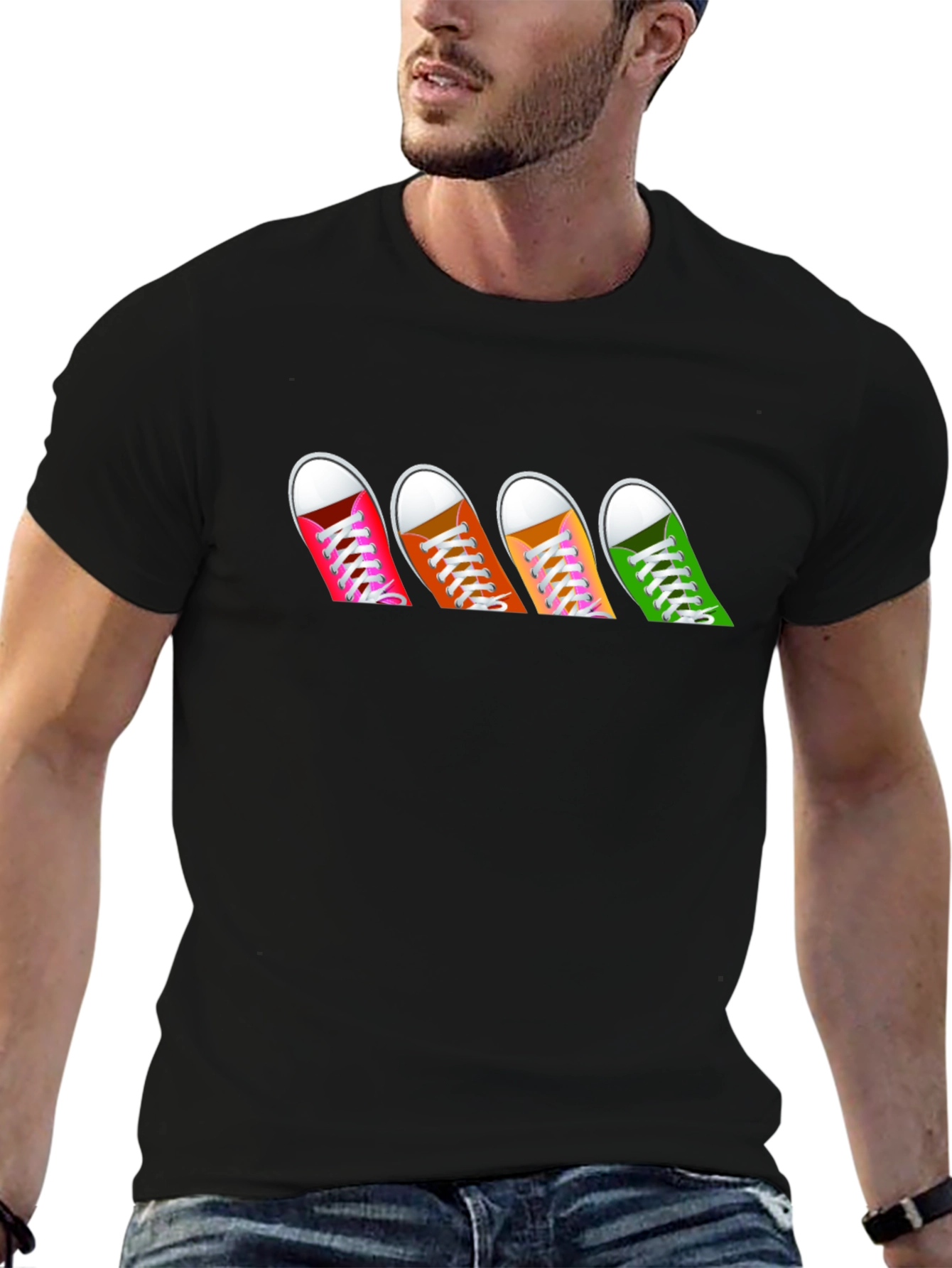 Sneaker Row Graphic Tee - Casual Black T-Shirt