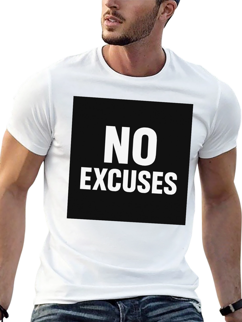 No Excuses Black Graphic Tee - Motivational Shirt