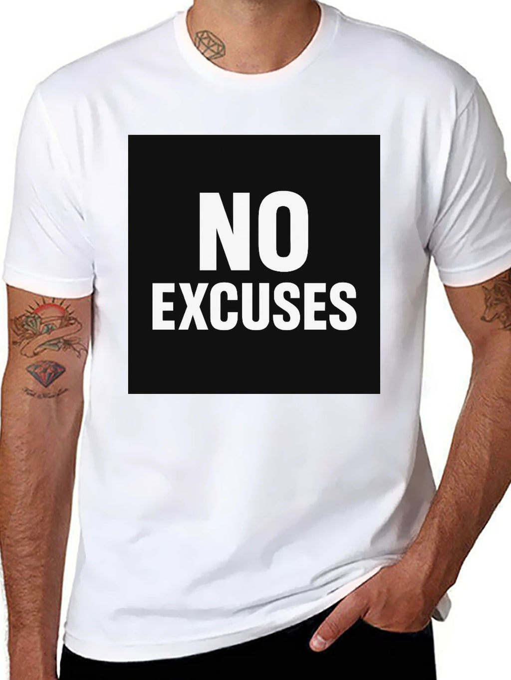 No Excuses Black Graphic Tee - Motivational Shirt