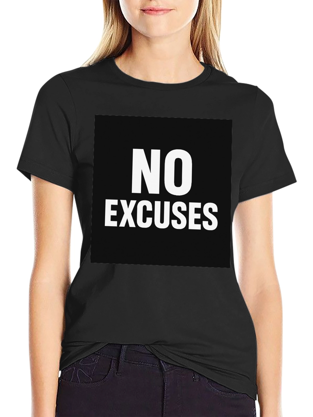 No Excuses Black Graphic Tee - Motivational Shirt