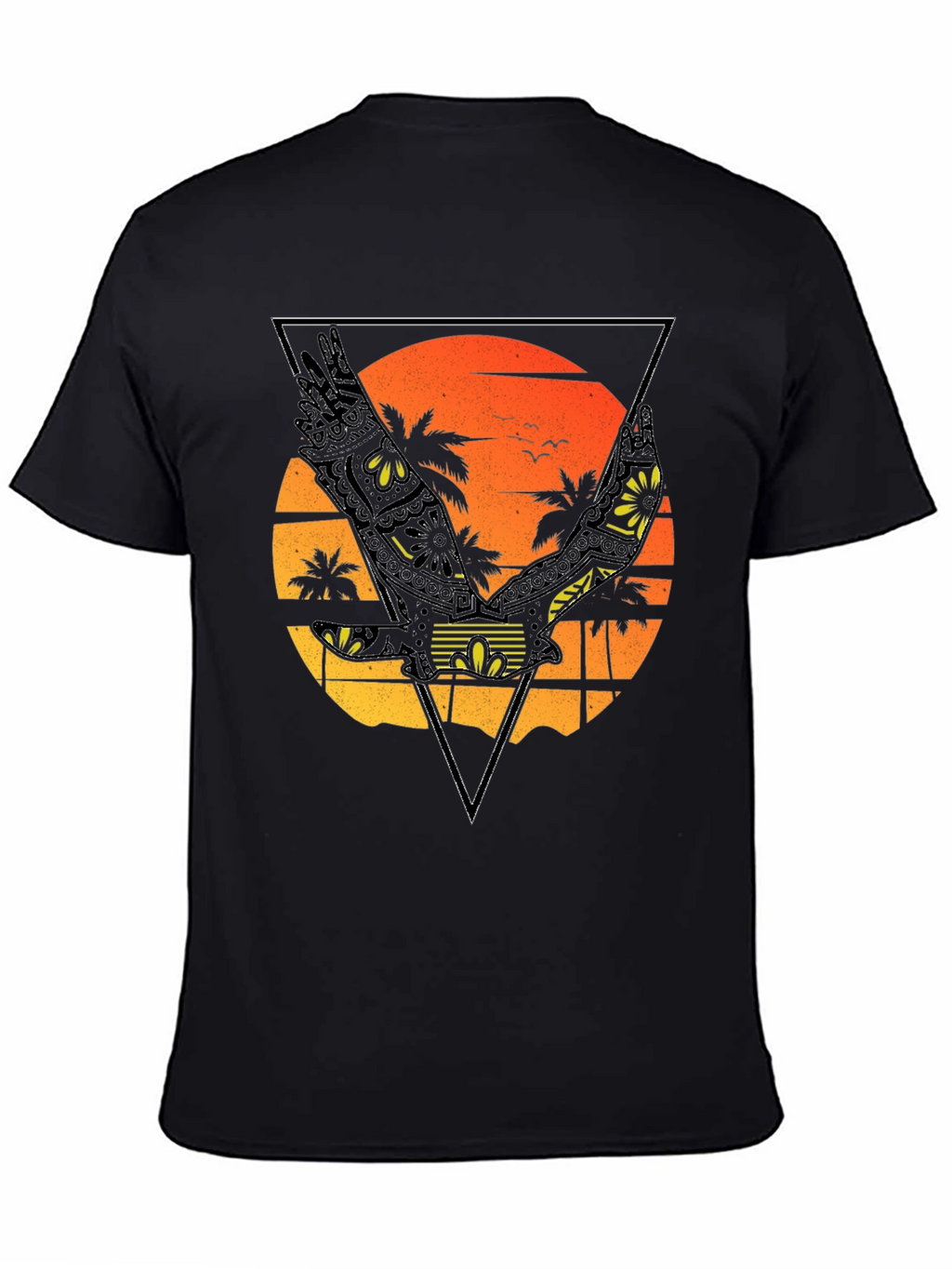 Sunset Beach Eagle Graphic T-Shirt