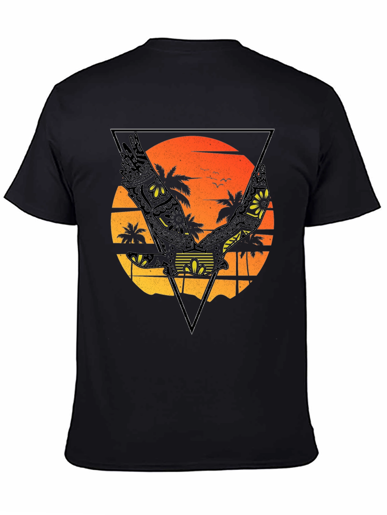 Sunset Beach Eagle Graphic T-Shirt