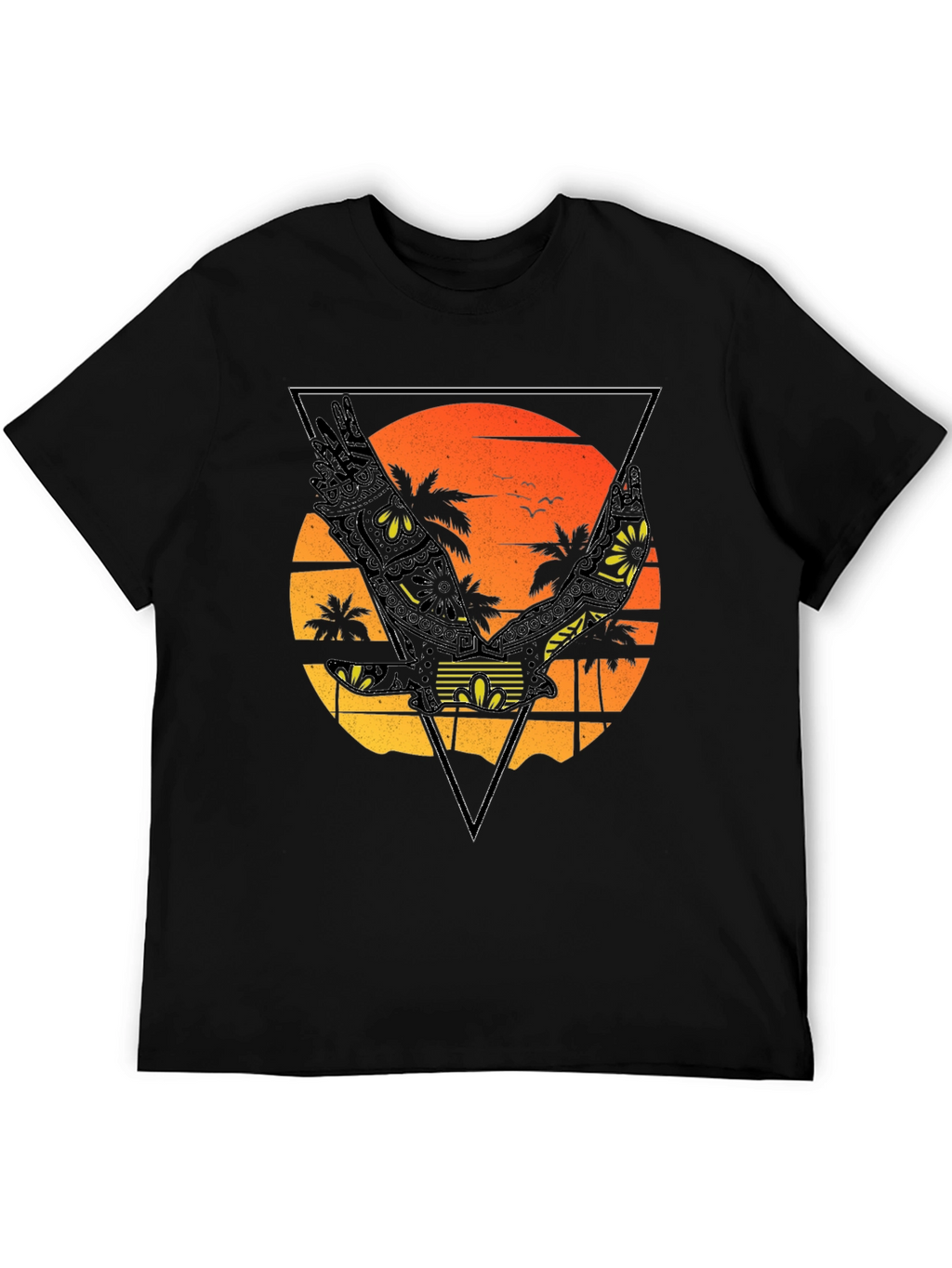 Sunset Beach Eagle Graphic T-Shirt