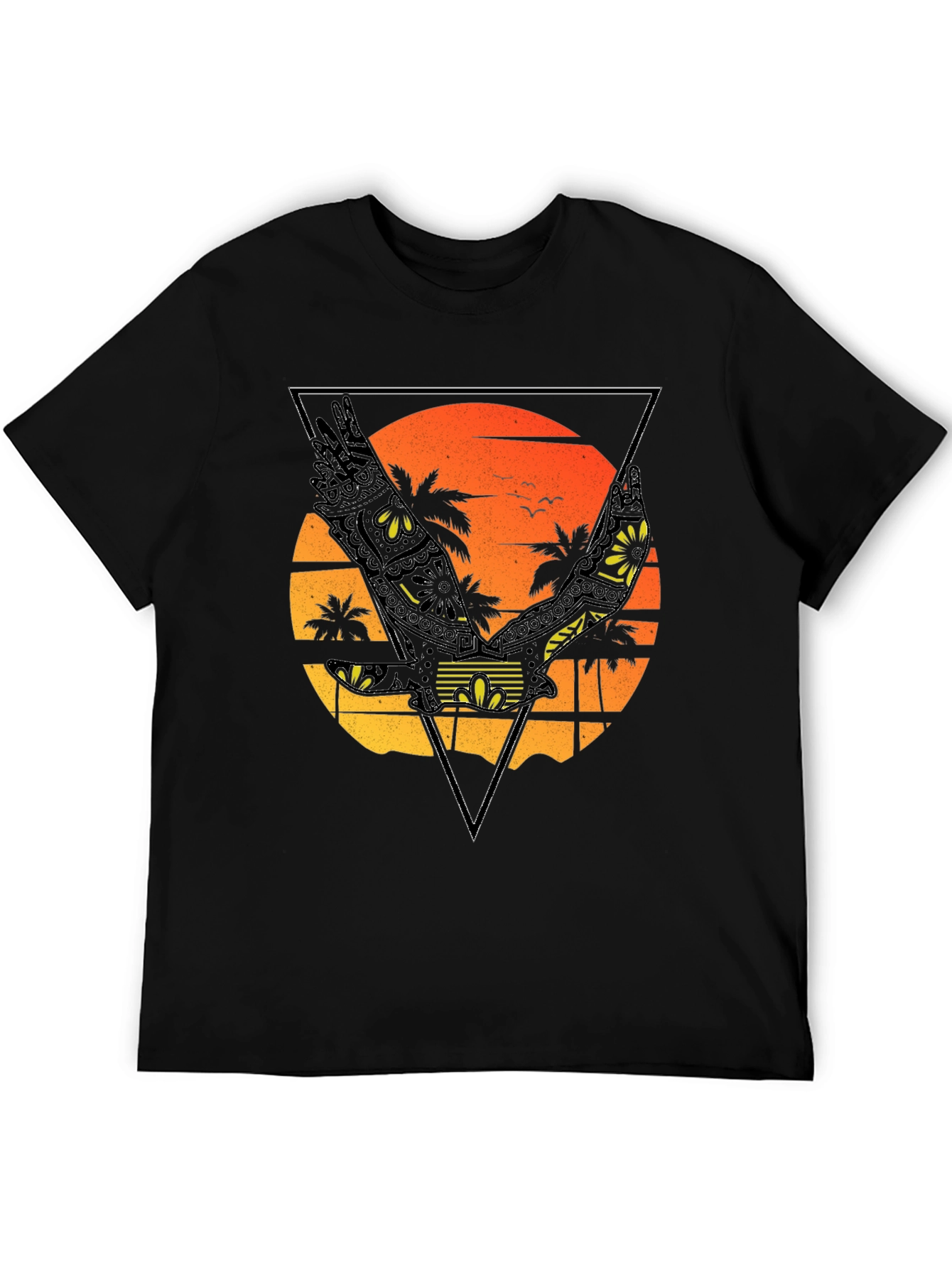 Sunset Beach Eagle Graphic T-Shirt