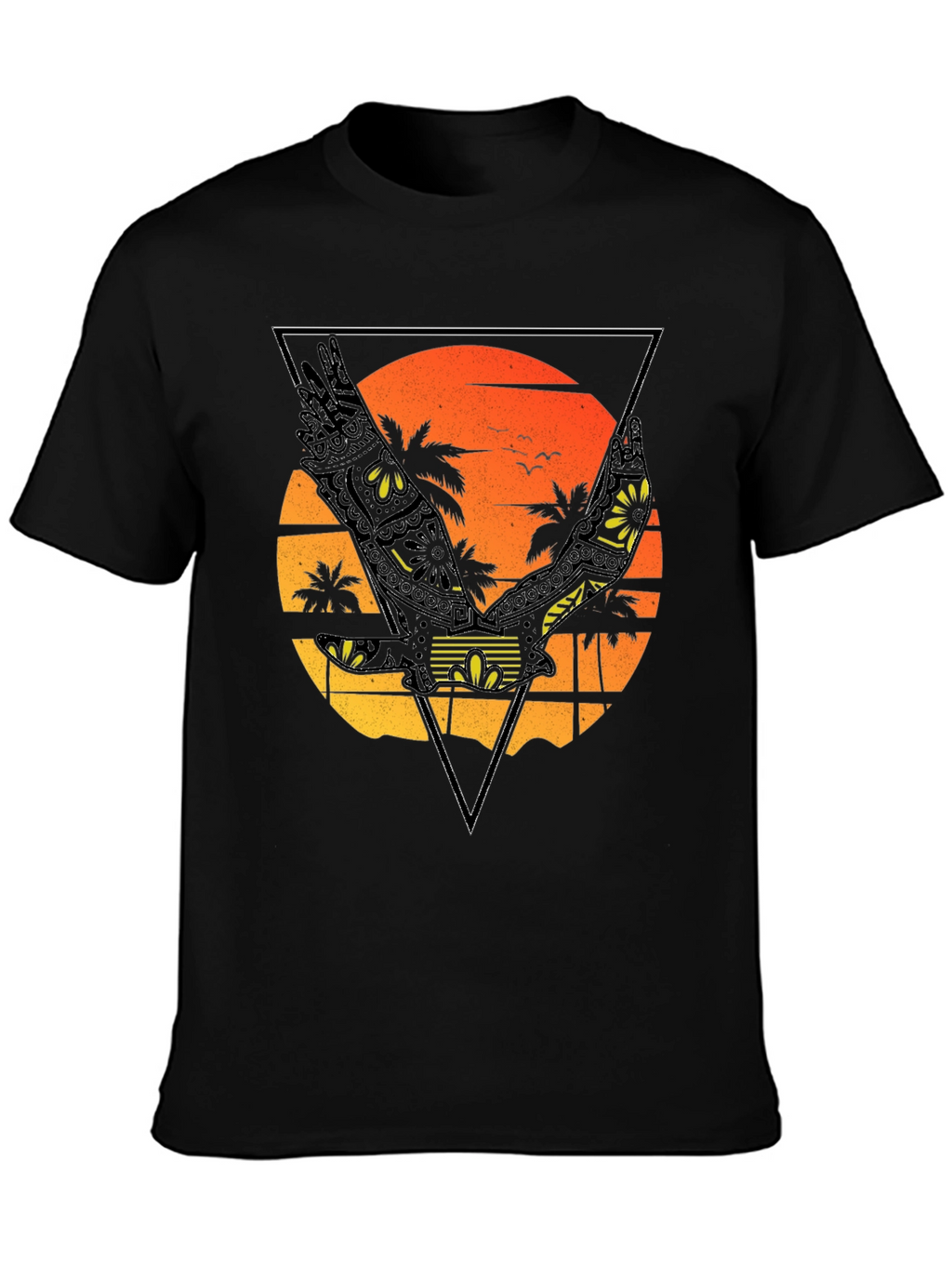 Sunset Beach Eagle Graphic T-Shirt