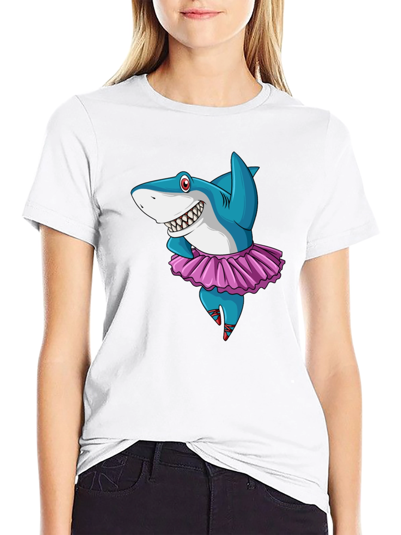 Shark Ballerina Graphic Tee - Dance with Style!